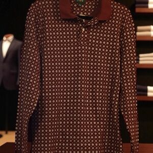 J. Crew Brown Patterned Polo Shirt